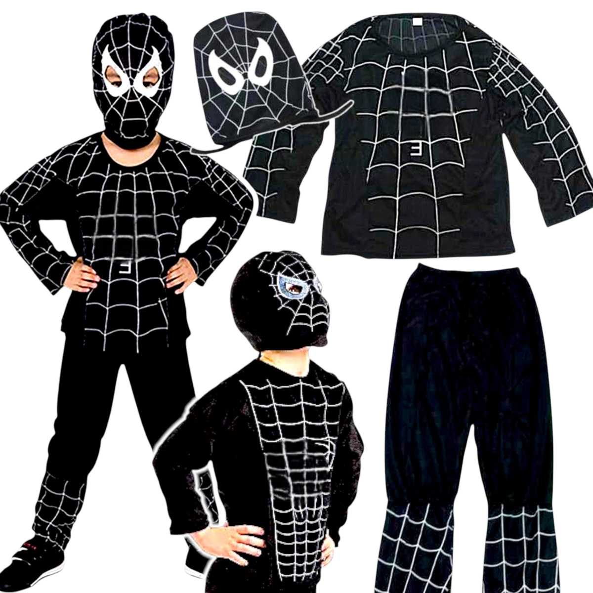 SPIDERMAN CZŁOWIEK PAJĄK MASKA 98-110 PRZEBRANIE CZARNY KOSTIUM DLA CHŁOPCA