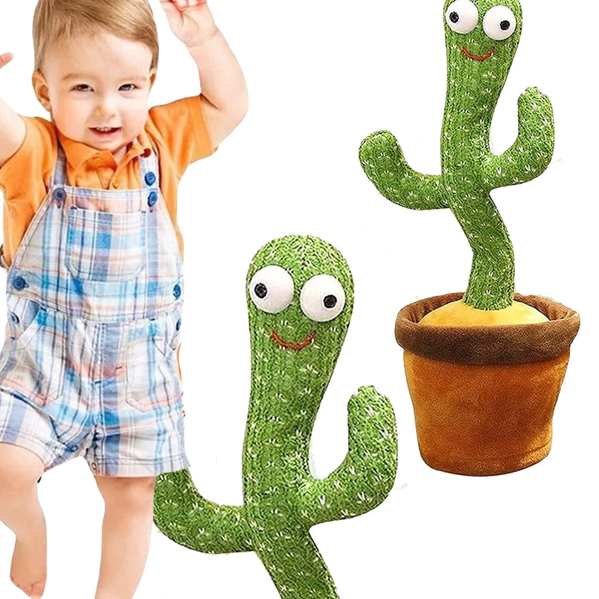KAKTUS ŚPIEWAJĄCY TAŃCZĄCY WESOŁY ŚWIECI POWTARZA MASKOTKA DLA DZIECKA DUŻY