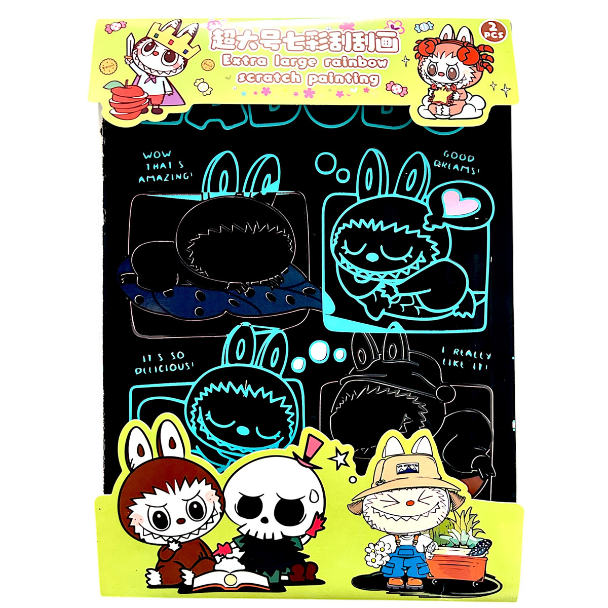 ZDRAPYWANKA TĘCZOWA LABUBU WYDRAPYWANKA DLA DZIECI NOTES EDUKACYJNY RYSIK