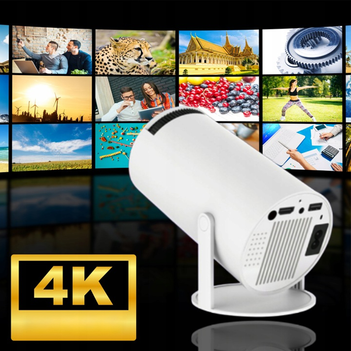 PROJEKTOR LED RZUTNIK + KONSOLA ANDROID PRZENOŚNY 2 PADY GRY PILOT WIFI USB