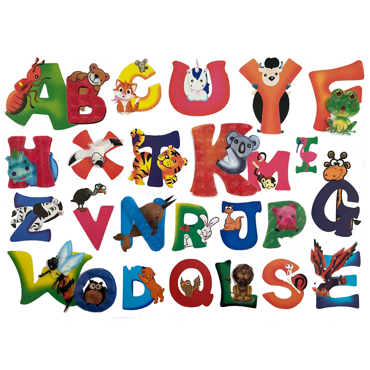 \NAKLEJKI 3D NA ŚCIANĘ DLA DZIECI ALFABET ZWIERZĘTA OZDOBA POKOJU NA ŚCIANĘ