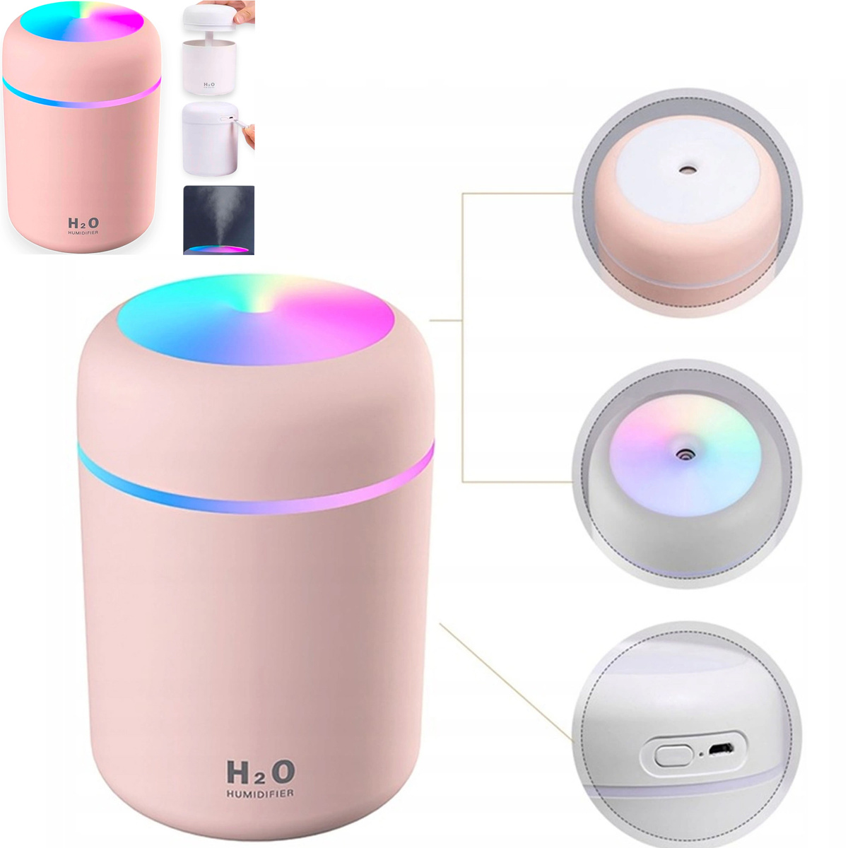 NAWILŻACZ POWIETRZA EFEKTY ŚWIETLNE DYFUZOR ZAPACHOWY LED AROMATERAPIA