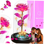 WIECZNA RÓŻA W SZKLE ŚWIECĄCA ŚWIECI LED FLOWERBOX BUKIET KWIATY NA PREZENT