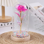 WIECZNA RÓŻA W SZKLE PREZENT NA WALENTYNKI ŚWIECĄCA LED PUDEŁKO PREZENT