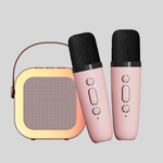 GŁOŚNIK BLUETOOTH PRZENOŚNE KARAOKE LAMPKA RGB 2 MIKROFONY USB SD MINI JACK