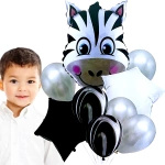 BALONY DLA DZIECI ZEBRA GWIAZDKI ZESTAW BALONÓW NA URODZINY 9szt HEL