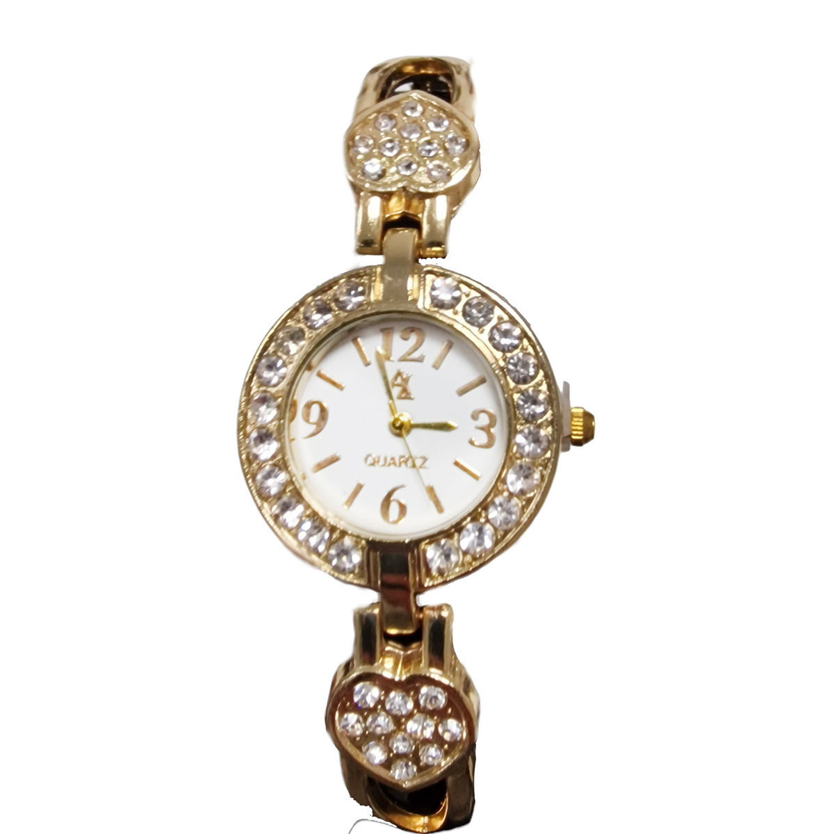 KLASYCZNY ZŁOTY ZEGAREK DAMSKI CYRKONIE PUDEŁKO ZE SKÓRY KWARCOWY  PREZENT