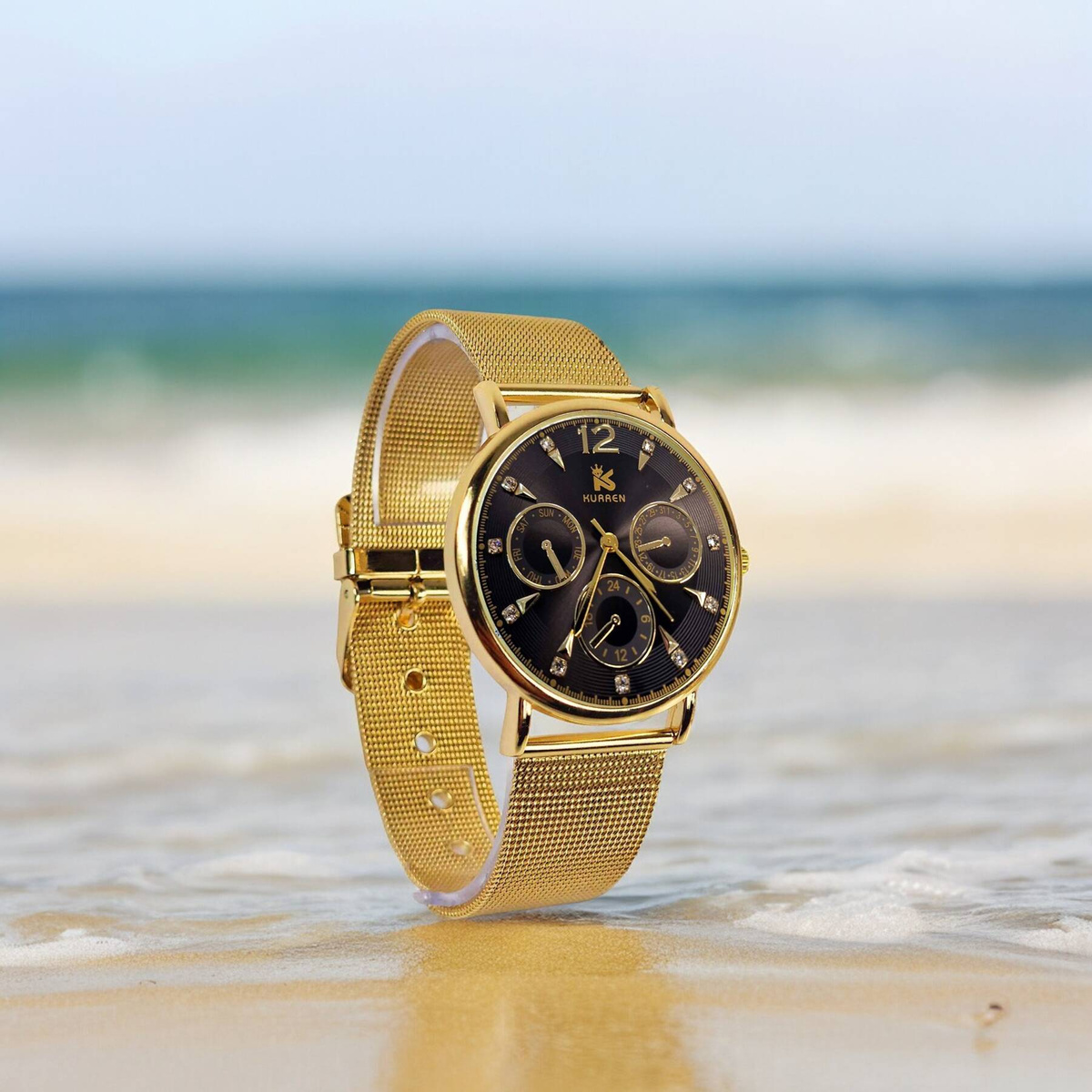 KLASYCZNY ELEGANCKI ZŁOTY ZEGAREK DAMSKI BRANSOLETA PREZENT NA CO DZIEŃ