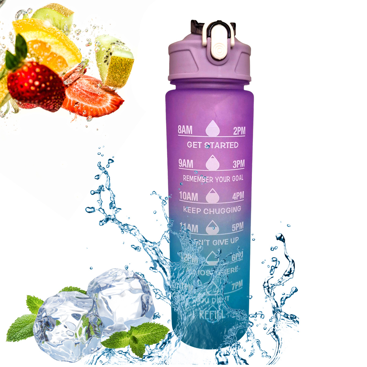 ZESTAW 3 BIDONÓW BUTELKA MOTYWACYJNA DO WODY OZNACZENIE CZASU 2L 09L 03L