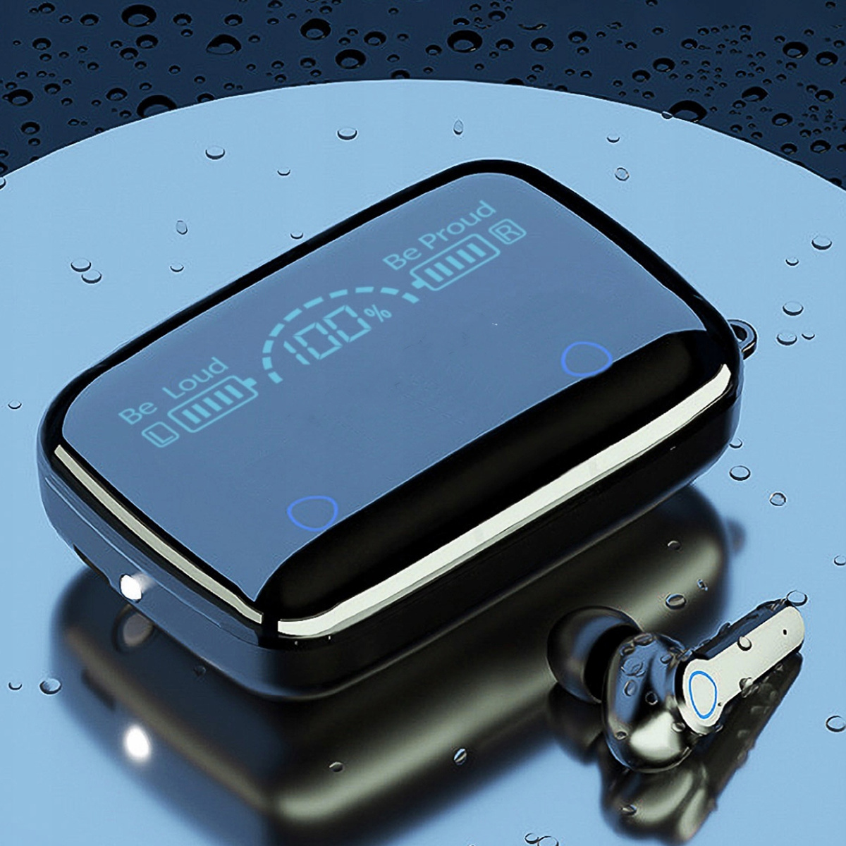 SŁUCHAWKI BEZPRZEWODOWE DO BIEGANIA DOUSZNE M19 BLUETOOTH POWERBANK ETUI 