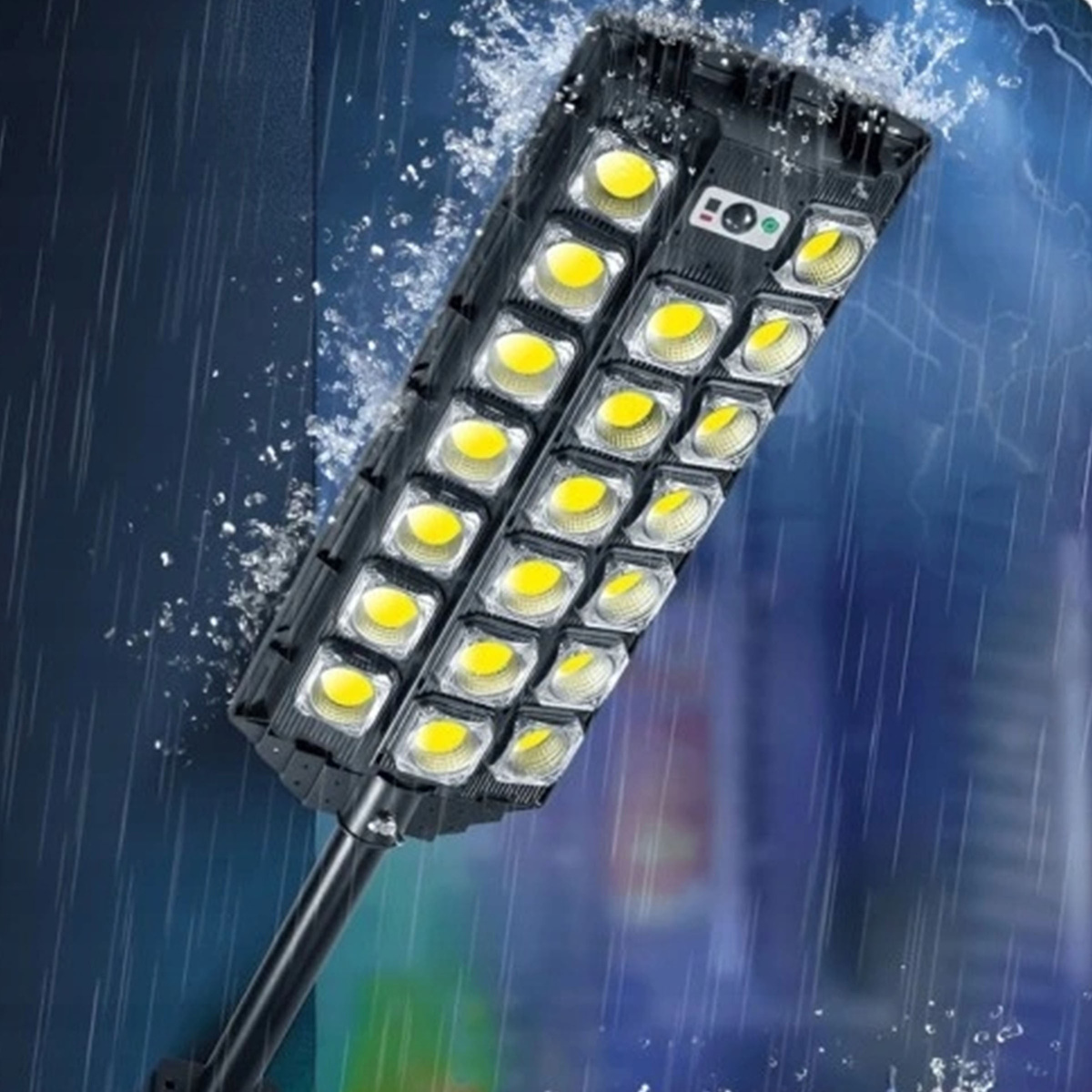 LAMPA SOLARNA 2400W CZUJNIK RUCHU ZMIERZCHU OGRODOWA LATARNIA PILOT GRARAŻ 