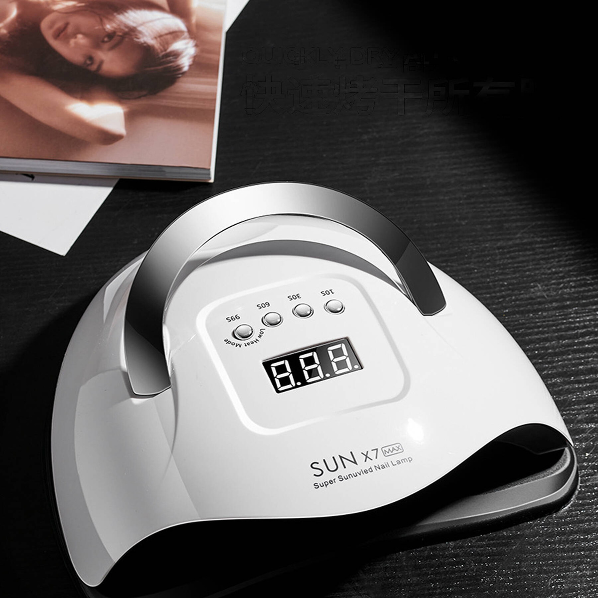 LAMPA DO PAZNOKCI UV LED HYBRYDA ŻEL MOCNA X7 MAX LCD AŻ 57 DIOD UV LED