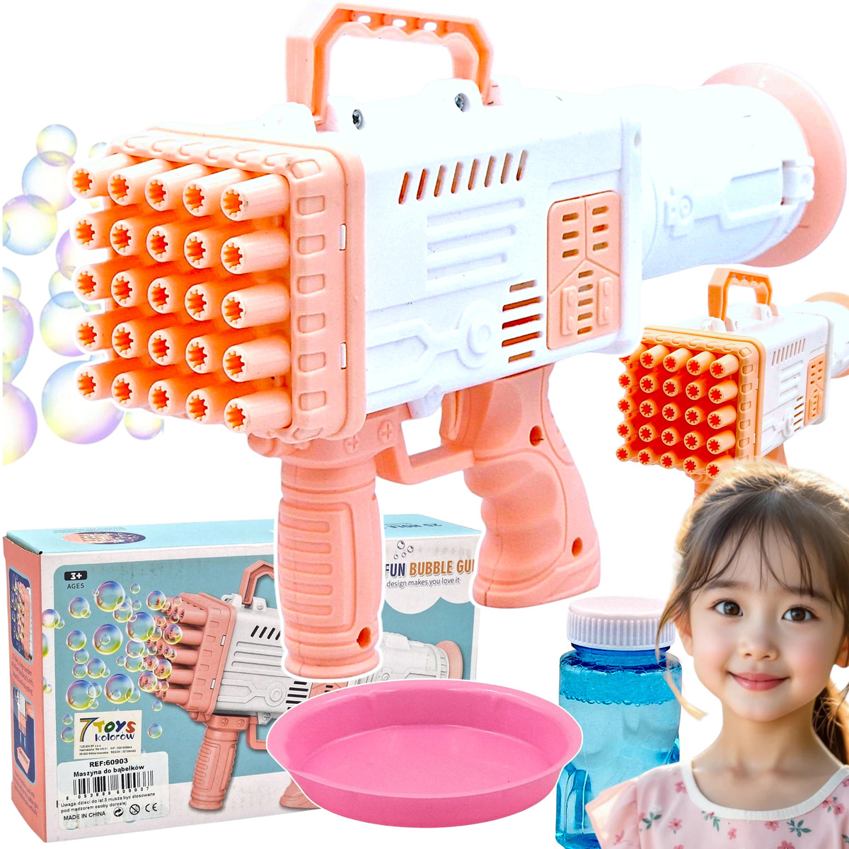 PISTOLET NA BAŃKI MYDLANE MASZYNKA DO BANIEK WYRZUTNIA GENERATOR + PŁYN