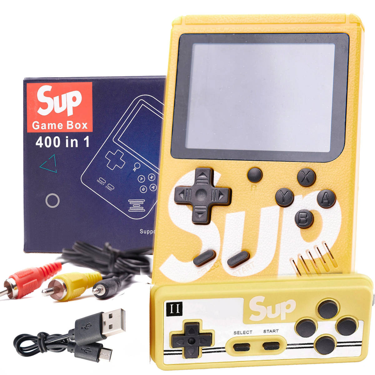 KONSOLA PRZENOŚNA RETRO MINI GAME BOX 400 GIER PAD + PAD TV KOLOROWE GIERKI