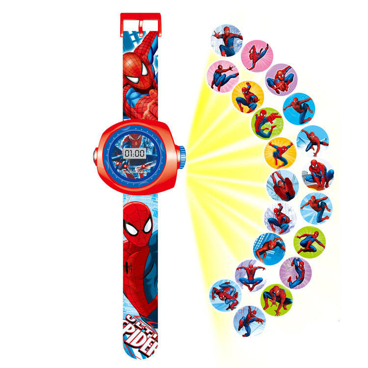 SPIDERMAN ZEGAREK 3D Z PROJEKTOREM CZŁOWIEK PAJĄK WYŚWIETLA OBRAZKI IKONY