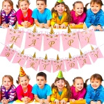 GIRLANDA URODZINOWA NAPIS HAPPY BIRTHDAY RÓŻOWO ZŁOTA W JEDNOROŻCE 200cm