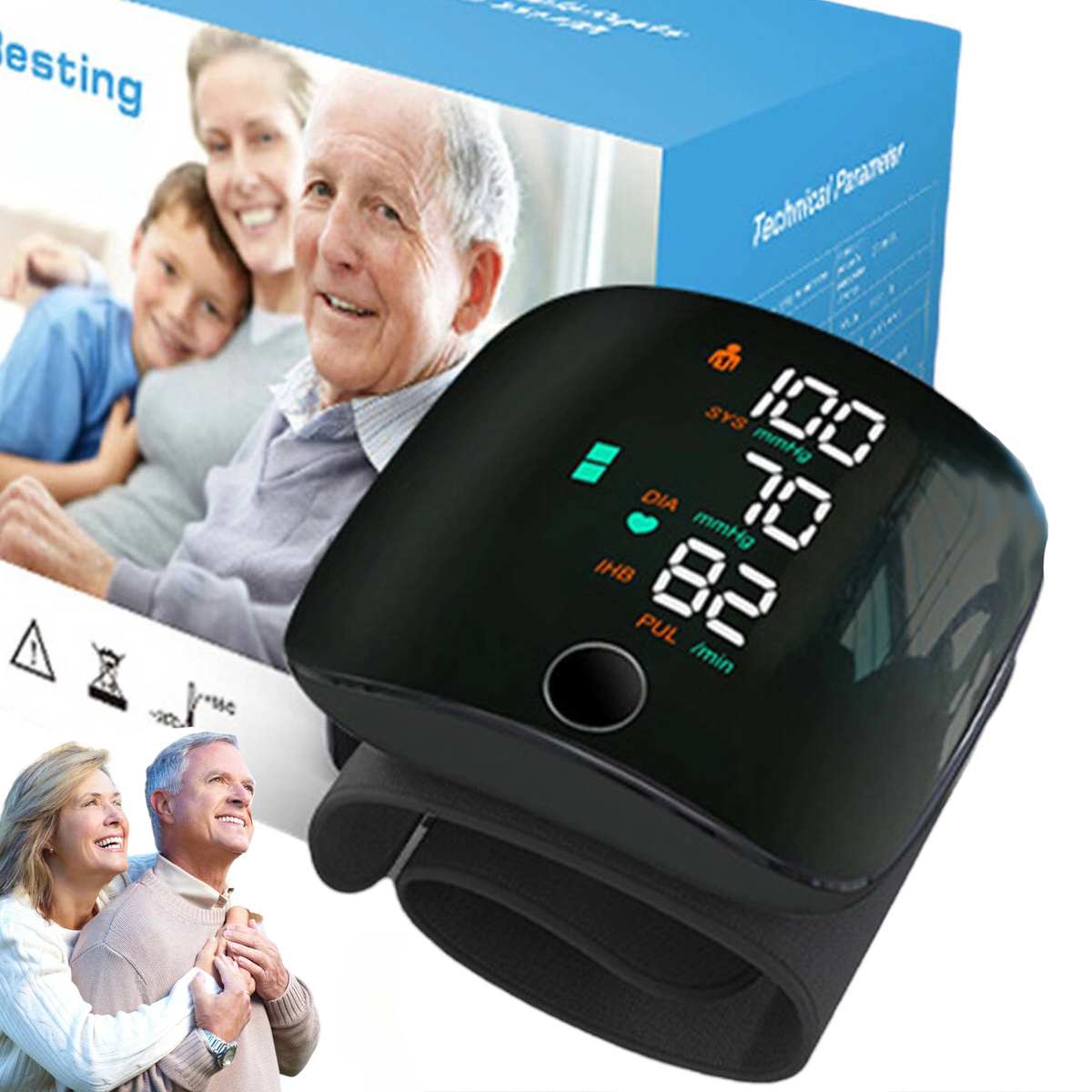 CIŚNIENIOMIERZ NADGARSTKOWY MÓWI ARYTMIA  ELEKTRONICZNY ETUI AKUMULATOR 