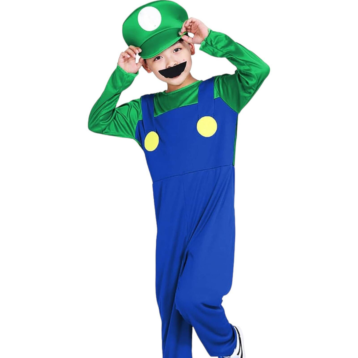 LUIGI SUPER MARIO Strój dla dzieci / Kostium LUIGI na imprezę rozmiar L 134-140 cm