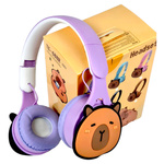 SŁUCHAWKI BEZPRZEWODOWE BLUETOOTK KAPIBARA MIĘKKIE LEKKIE DLA DZIECI USB 