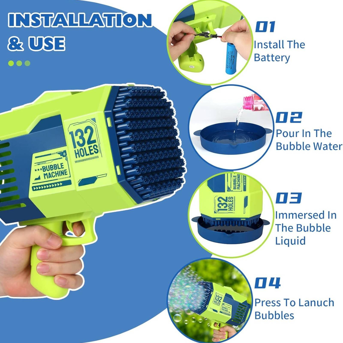 MEGA PISTOLET DO BANIEK MYDLANYCH WYRZUTNIA BAŃKI MYDLANE ŚWIECI MASZYNKA