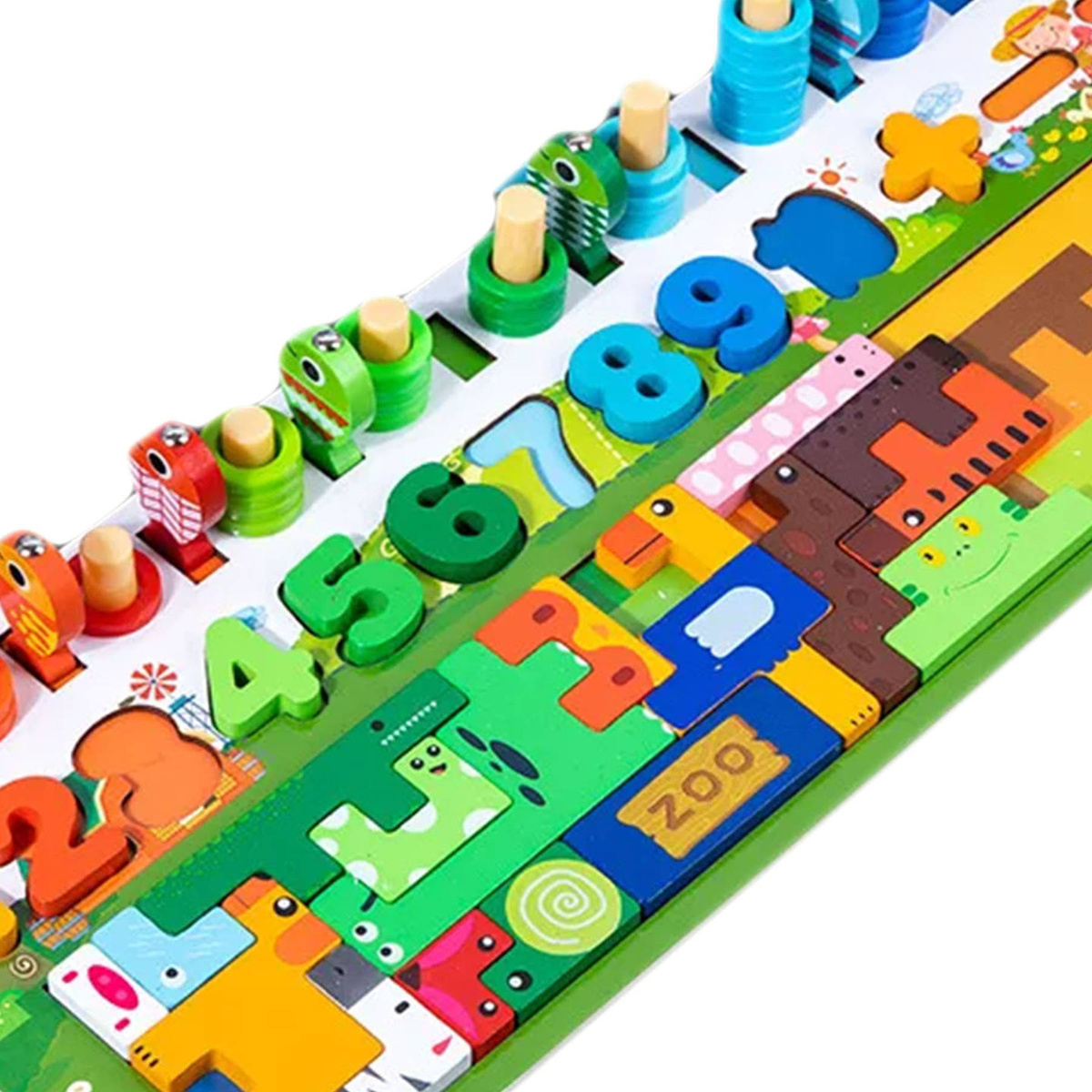 TRENING MÓZGU DREWNIANA UKŁADANKA SORTER PUZZLE GRA EDUKACYJNA MONTESSORI