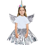 MAGICZNY STRÓJ JEDNOROŻEC DLA DZIEWCZNKI NA BAL SKRZYDŁA OPASKA SPÓDNICZKA