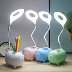 LAMPKA BIURKOWA ŚWINKA Z POJEMNIKIEM LED  PODSTAWKA NA TELEFONU DLA DZIECI