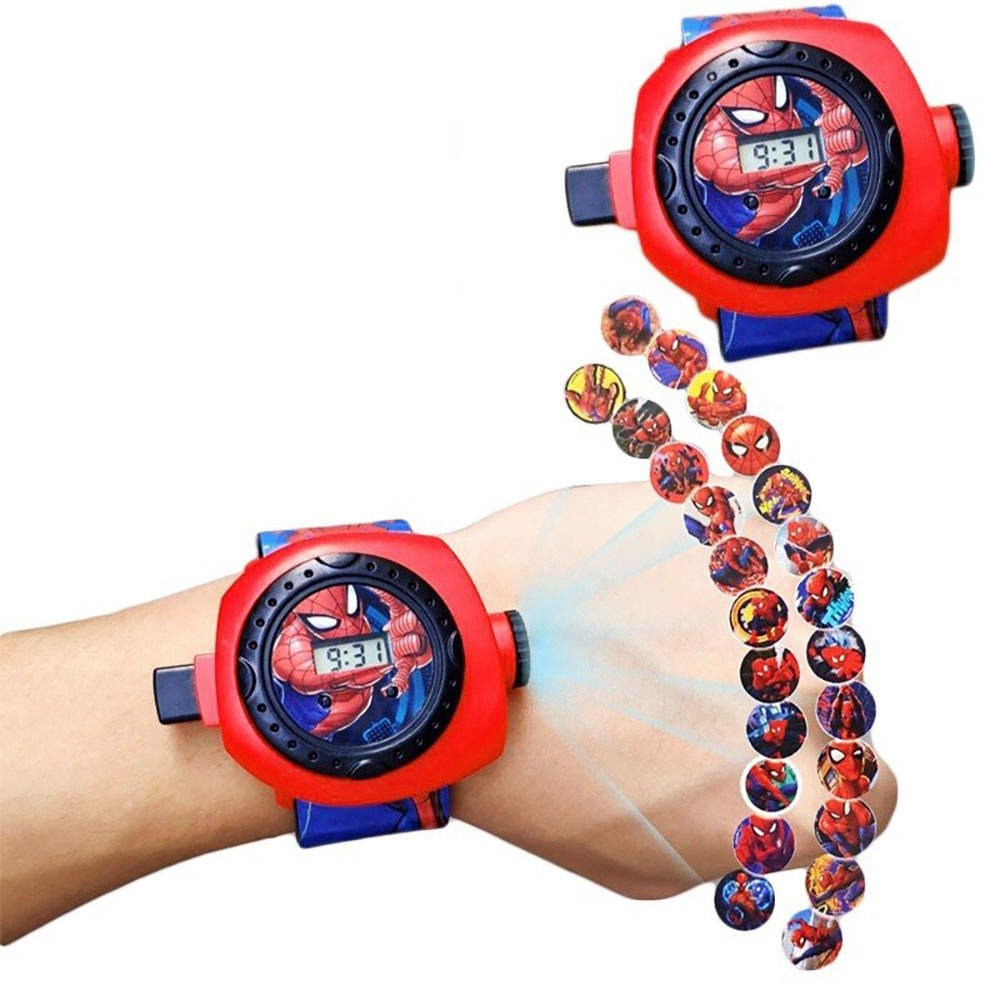 SPIDERMAN ZEGAREK 3D Z PROJEKTOREM CZŁOWIEK PAJĄK WYŚWIETLA OBRAZKI IKONY