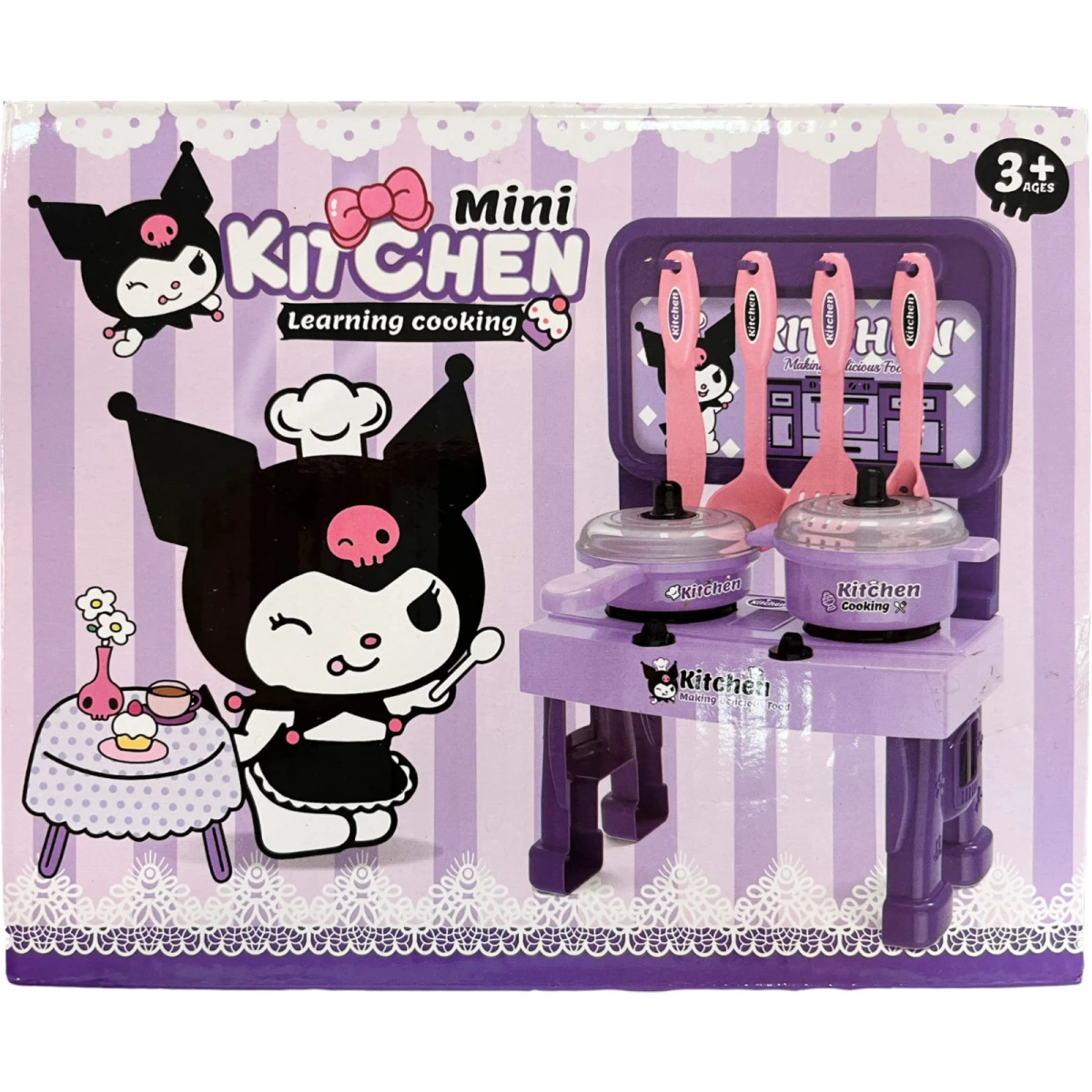 KUROMI MINI KUCHNIA DLA DZIECI NAUKA GOTOWANIA ZESTAW AKCESORIA PRZYBORY