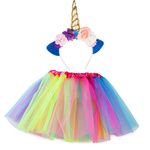 KOSTIUM JEDNOROŻCA DLA DZIEWCZYNKI STRÓJ JEDNOROŻEC OPASKA SPÓDNICZKA 2w1