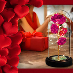 WIECZNA RÓŻA W SZKLE PREZENT NA WALENTYNKI ŚWIECĄCA LED PUDEŁKO PREZENT