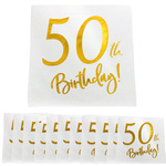SERWETKI PAPIEROWE NA 50 URODZINY ELEGANCKIE ZŁOTY NAPIS 50-TKA 12szt
