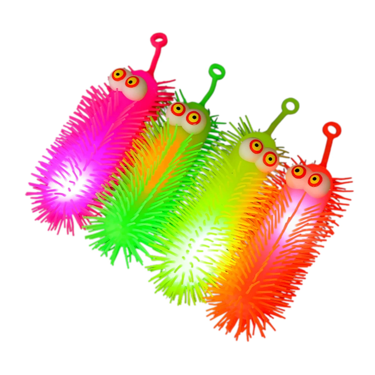 ZABAWKA ANTYSTRESOWA SILIKONOWY GNIOTEK GĄSIENICA ŚWIECĄCY LED SENSORYCZNY