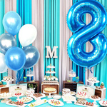 BALON FOLIOWY CYFRA 8 NIEBIESKI NA URODZINY IMPREZĘ JUBILEUSZ 100cm