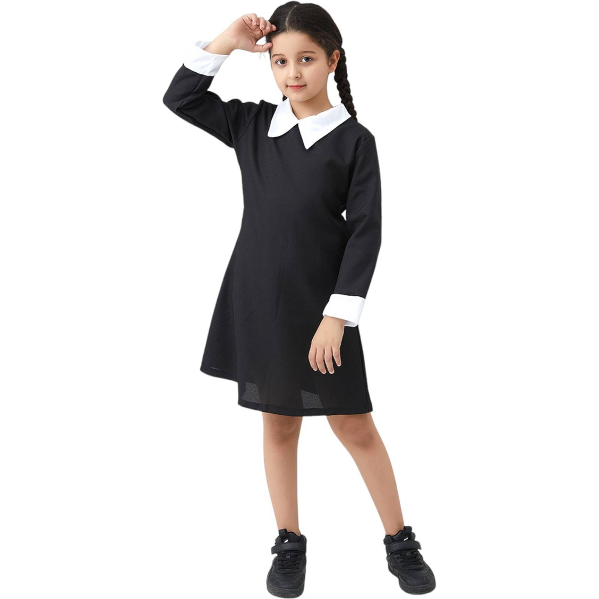 STRÓJ WEDNESDAY ADDAMS SUKIENKA NA IMPREZĘ PRZEBRANIE NA HALLOWEEN rozm L