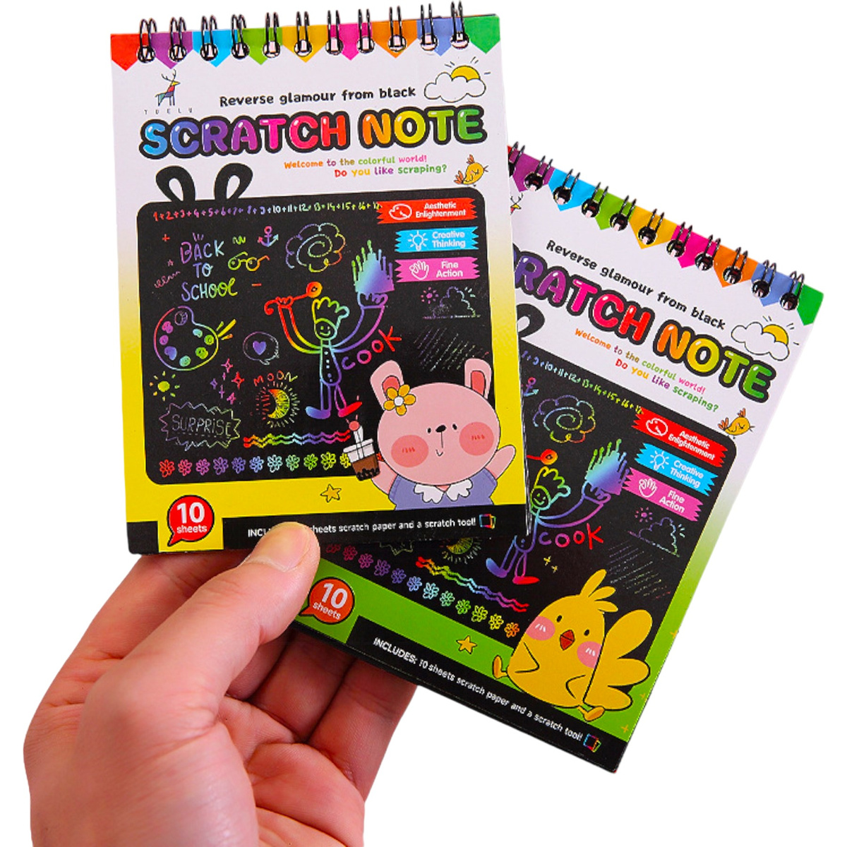 ZDRAPYWANKA TĘCZOWA NOTES WYDRAPYWANKA 10szt RYSIK NOTATNIK EDUKACYJNY