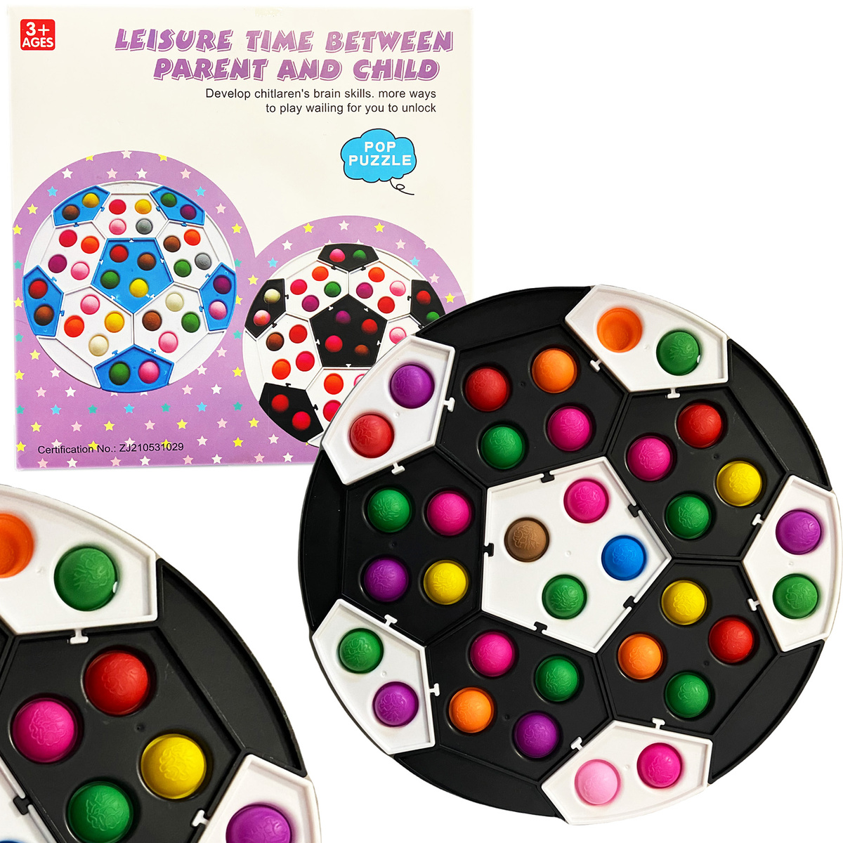 POP IT PUZZLE UKŁADANKA LOGICZNA EDUKACYJNA PIŁKA NOŻNA PUSH BUBBLE BĄBELKI