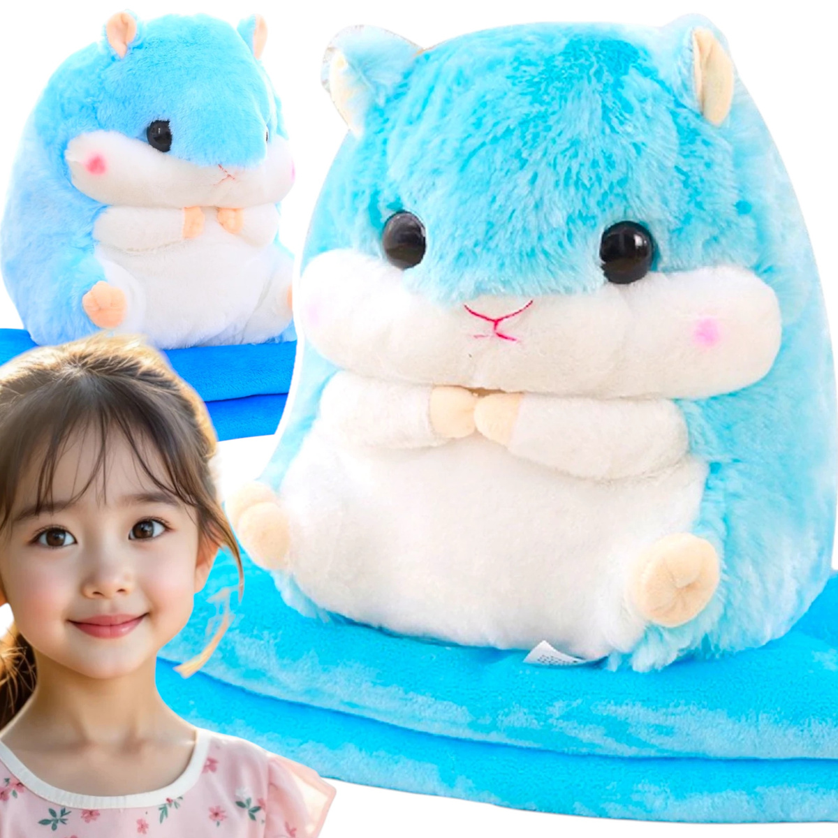 CHOMIK Z KOCYKIEM DUŻA MASKOTKA PRZYTULANKA PODUSZKA KOCYK PLUSZAK 35CM