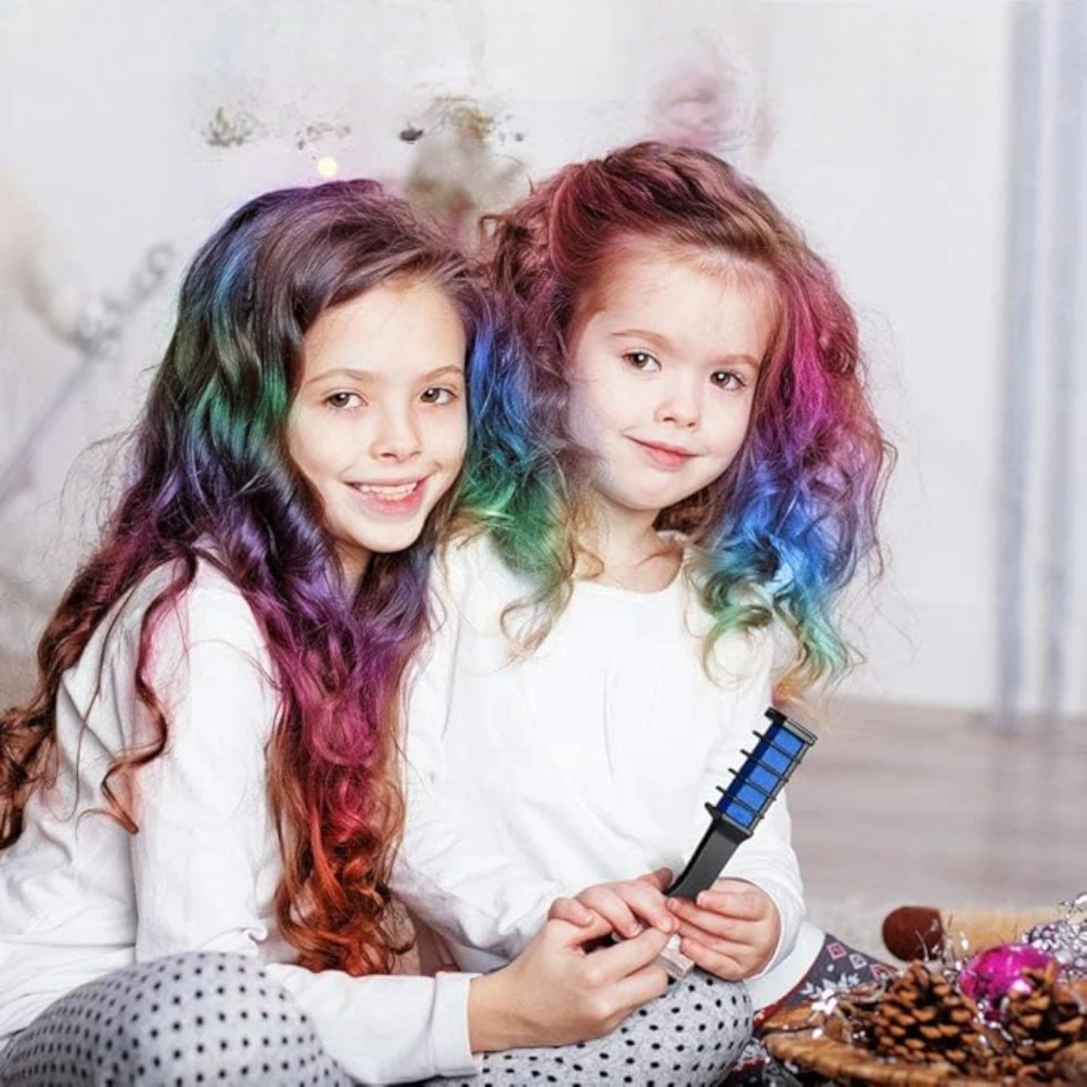 FARBY DO KOLOROWANIA MALOWANIA WŁOSÓW NA GRZEBIENIU 6 KOL FARBKI ZMYWALNE 