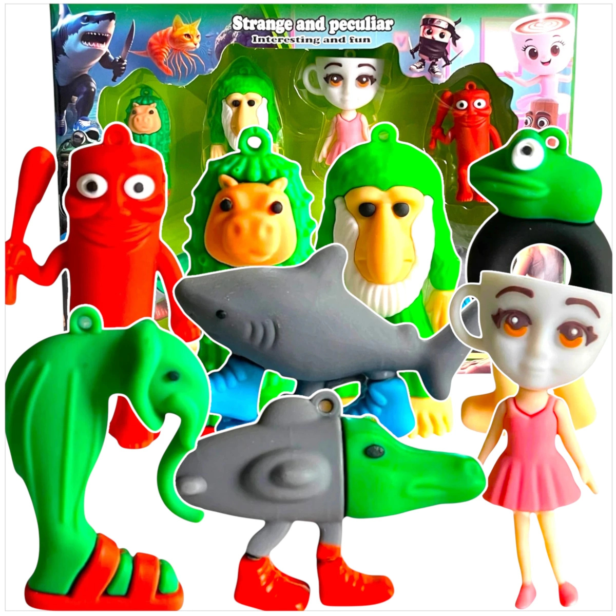 BRAINROT - Zestaw 8 figurek (SAHUR , TRALALERO , CROCODILO)