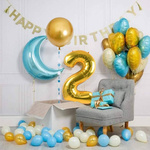 BALON FOLIOWY CYFRA 2 DWA ZŁOTY NA URODZINY IMPREZĘ JUBILEUSZ 80cm