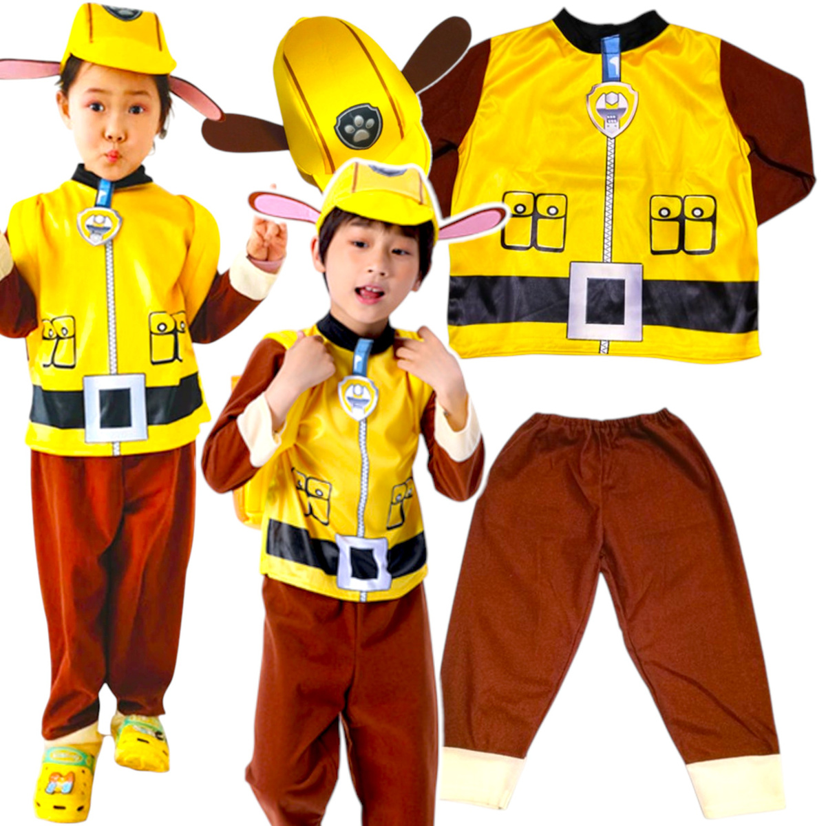 PSI PATROL STRÓJ RUBBLE PRZEBRANIE NA IMPREZĘ 3w1 + CZAPKA ROZMIAR 110-116