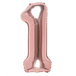 BALON FOLIOWY CYFRA 1 RÓŻOWE ZŁOTO NA URODZINY IMPREZĘ JUBILEUSZ 100cm