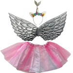 STRÓJ JEDNOROŻEC PRZEBRANIE DLA DZIEWCZYNKI SKRZYDŁA OPASKA SPÓDNICA PEGAZ