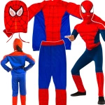 STRÓJ SPIDERMAN PRZEBRANIE DLA CHŁOPCA BAL 3w1 GRUBY MIĘŚNIE MASKA KOSTIUM