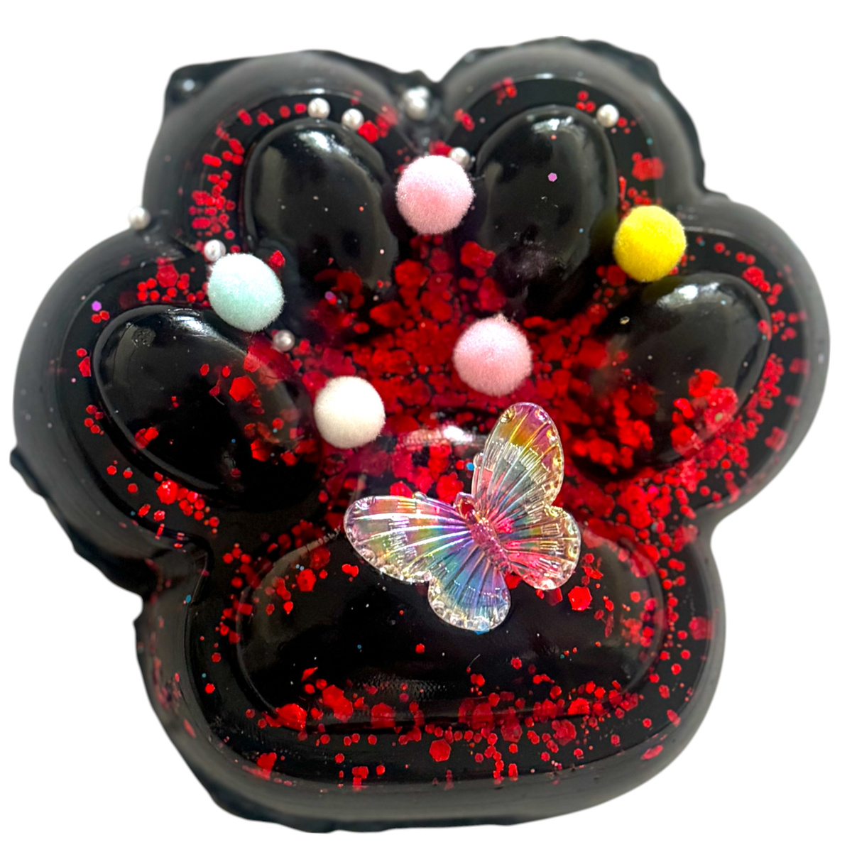 GNIOTEK ANTYSTRESOWY KOCIA ŁAPKA Z POSYPKĄ ZABAWKA SENSORYCZNA ANTYSTRESOWA