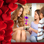 WIECZNA RÓŻA W SZKLE ŚWIECĄCA ŚWIECI LED FLOWERBOX BUKIET KWIATY NA PREZENT