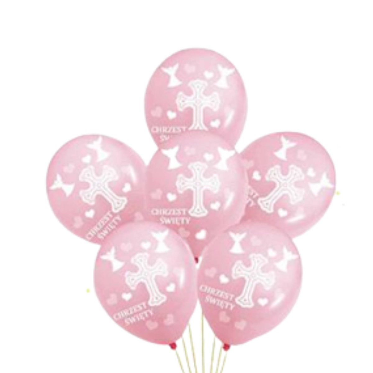 ZESTAW BALONÓW NA CHRZCINY BALONY NA CHRZEST ŚWIĘTY DLA DZIEWCZYNKI RÓŻOWE