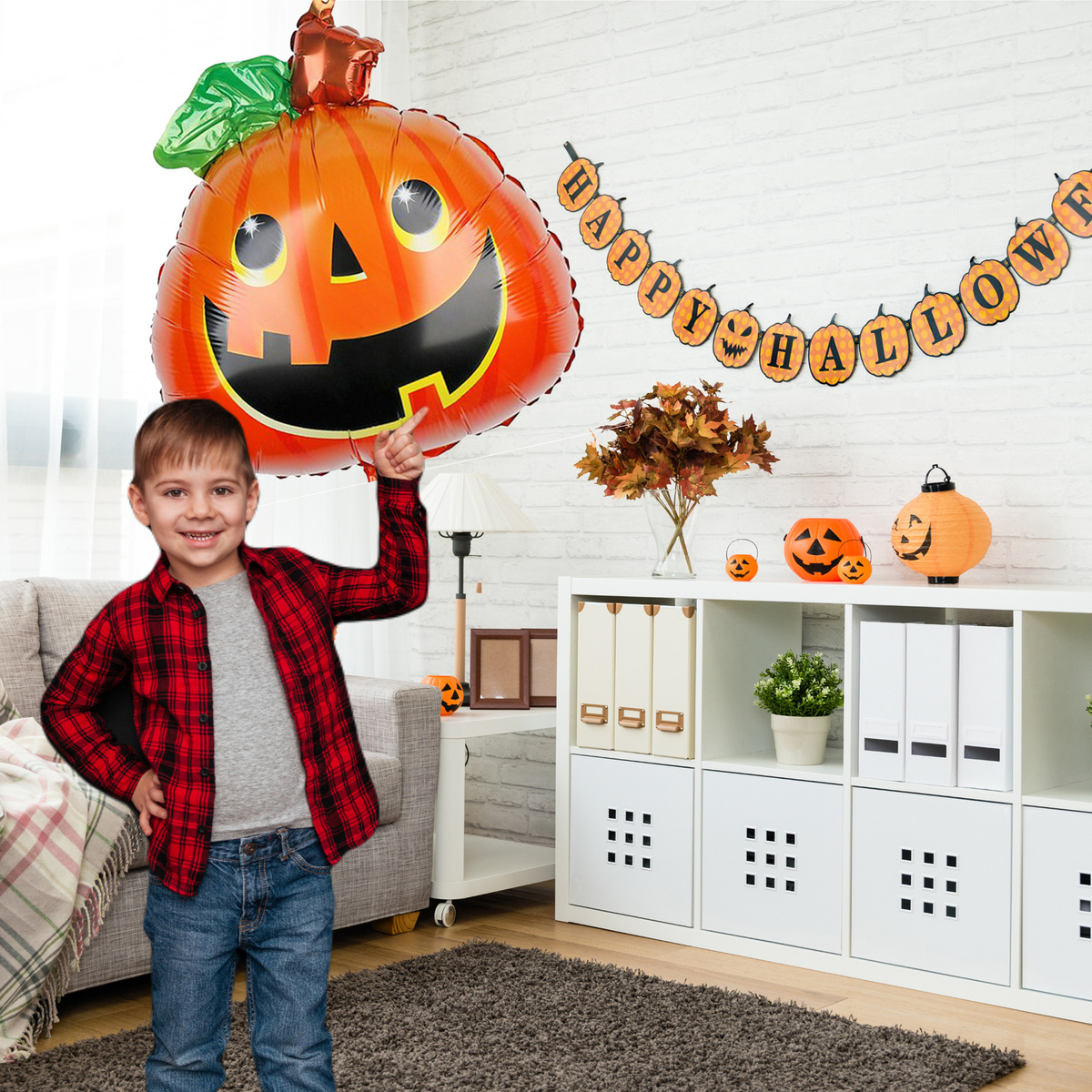 DUŻY BALON DYNIA UŚMIECHNIĘTA NA IMPREZĘ HALLOWEEN DLA DZIECI 60cm