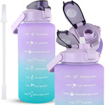 BUTELKA MOTYWACYJNA BIDON NA WODĘ ZE SŁOMKĄ Z UCHWYTEM MIARKĄ 2000ml 2 litr